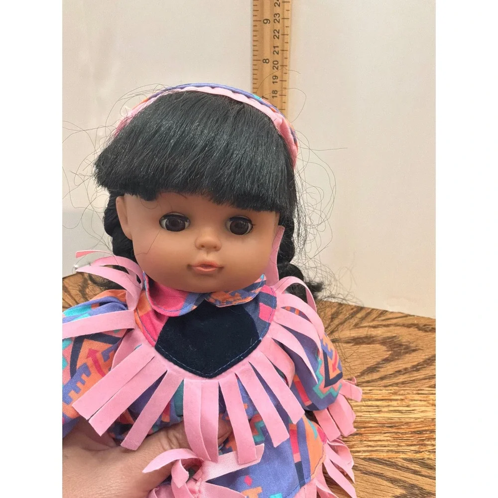 Vintage 90s Gi-Go Toys Southwestern Fringe Soft Body Doll 12‎ Inch Purple Pink
